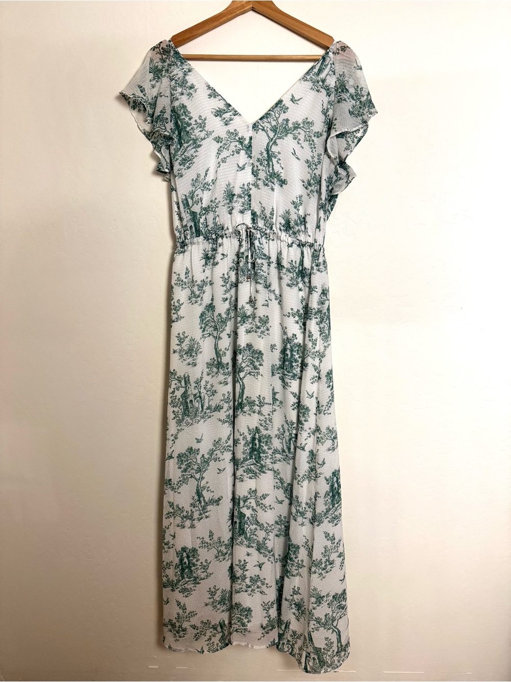 H & M Flowy V-Neck Green Maxi Dress